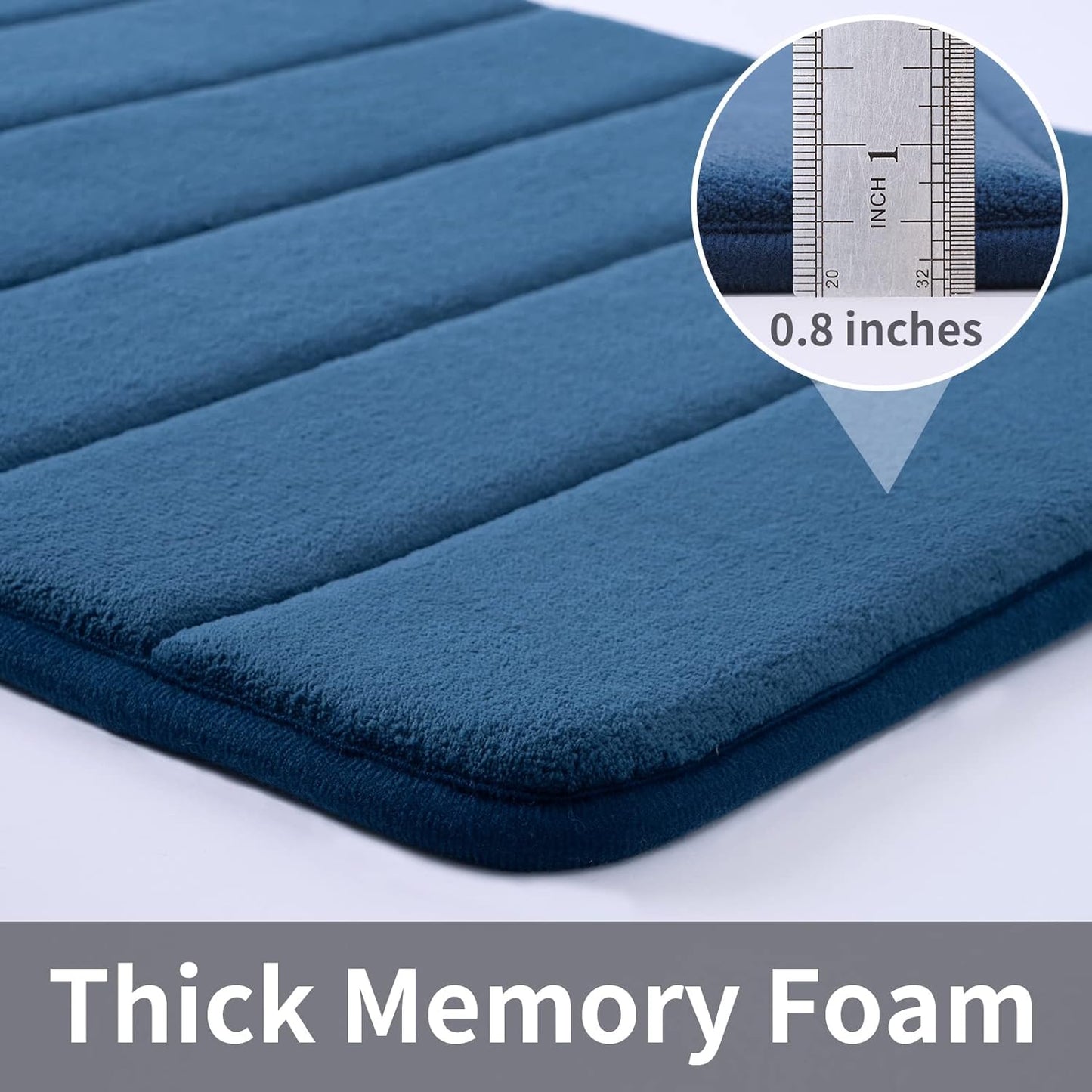 Memory Foam Bath Mat 20” x 32” – Ultra Soft, Water Absorbent, Non-Slip Bathroom Rug with PVC Backing – Navy