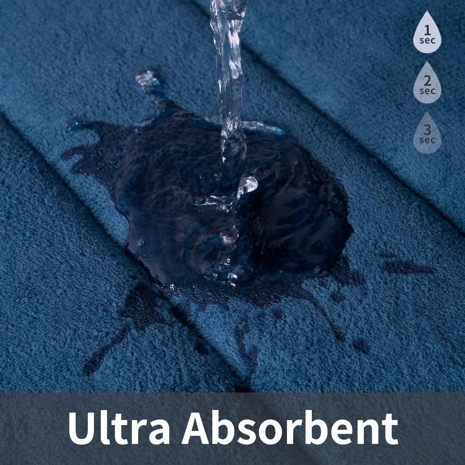 Memory Foam Bath Mat 20” x 32” – Ultra Soft, Water Absorbent, Non-Slip Bathroom Rug with PVC Backing – Navy