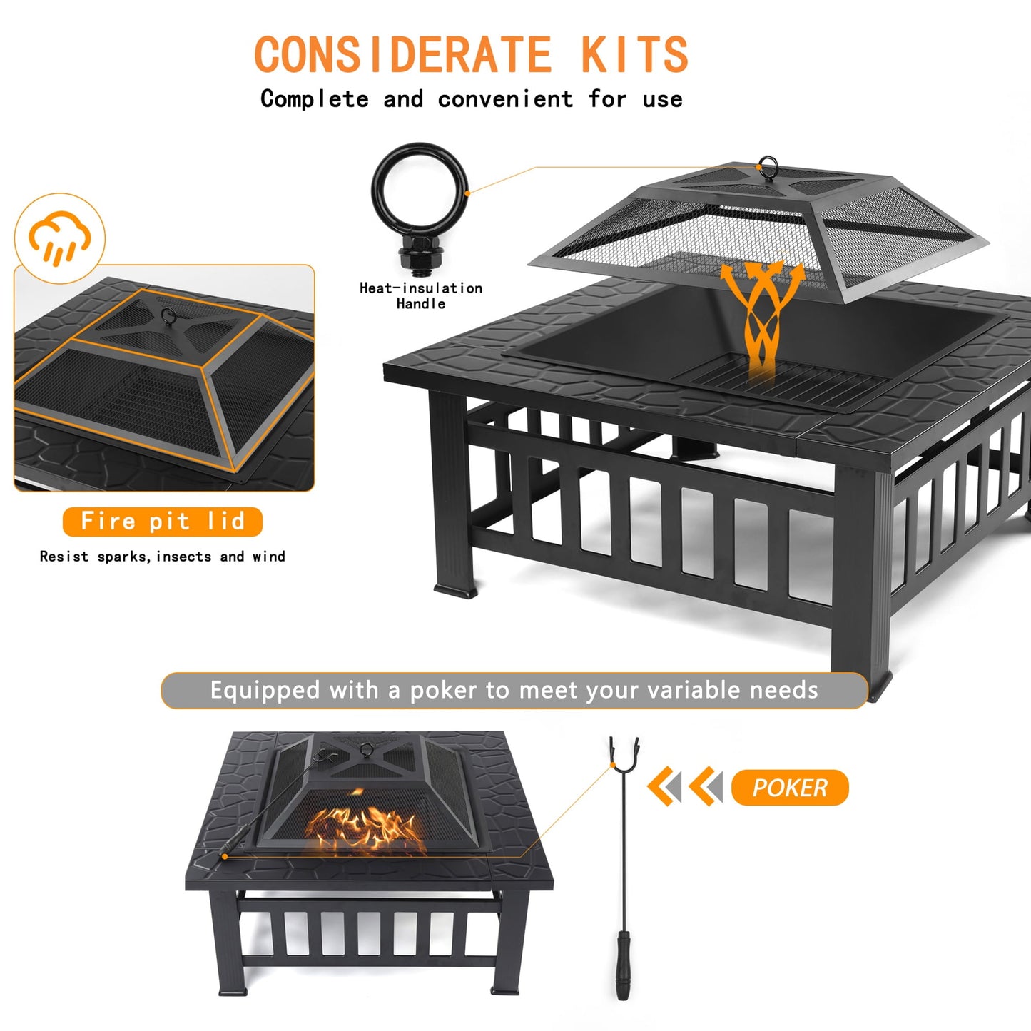 Elevate Your Outdoor Experience with Our Versatile 32'' Square Fire Pit Table - Perfect for Cozy Nights and Summer Soirees!