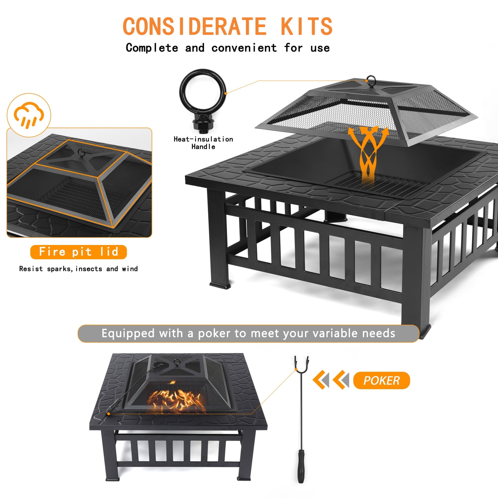 Elevate Your Outdoor Experience with Our Versatile 32'' Square Fire Pit Table - Perfect for Cozy Nights and Summer Soirees!