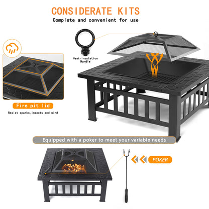 Elevate Your Outdoor Experience with Our Versatile 32'' Square Fire Pit Table - Perfect for Cozy Nights and Summer Soirees!