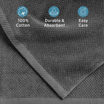 100% Cotton Popcorn Textured Towel Set - 6 Piece 600 GSM, Soft & Plush, 2 Bath Towels, 2 Hand Towels, 2 Washcloths, Dark Gray