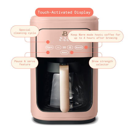 Brew Perfection with Drew Barrymore's Elegant 14-Cup Programmable Drip Coffee Maker - Touch-Activated Convenience