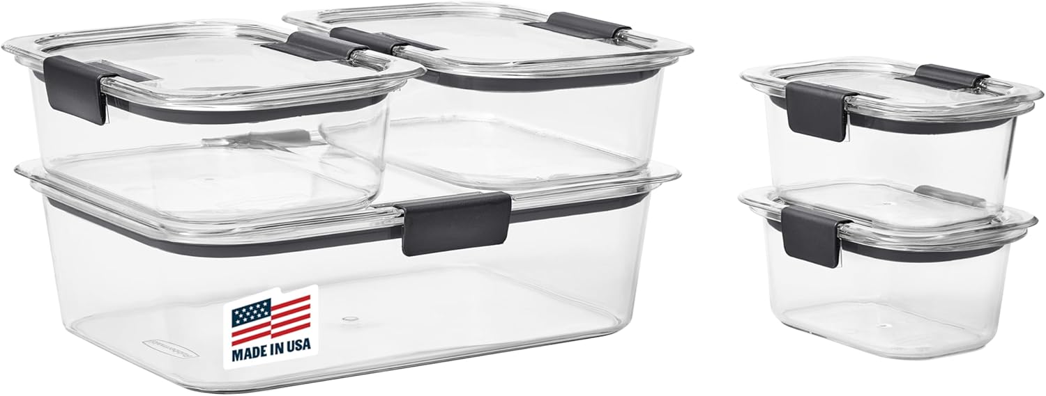 Brilliance Food Storage Containers - Set of 5 Assorted Sizes, BPA-Free, Leak-Proof & Microwave Safe for Ultimate Freshness