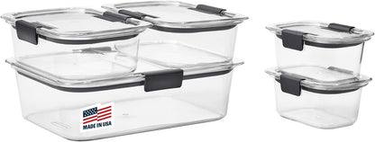 Brilliance Food Storage Containers - Set of 5 Assorted Sizes, BPA-Free, Leak-Proof & Microwave Safe for Ultimate Freshness