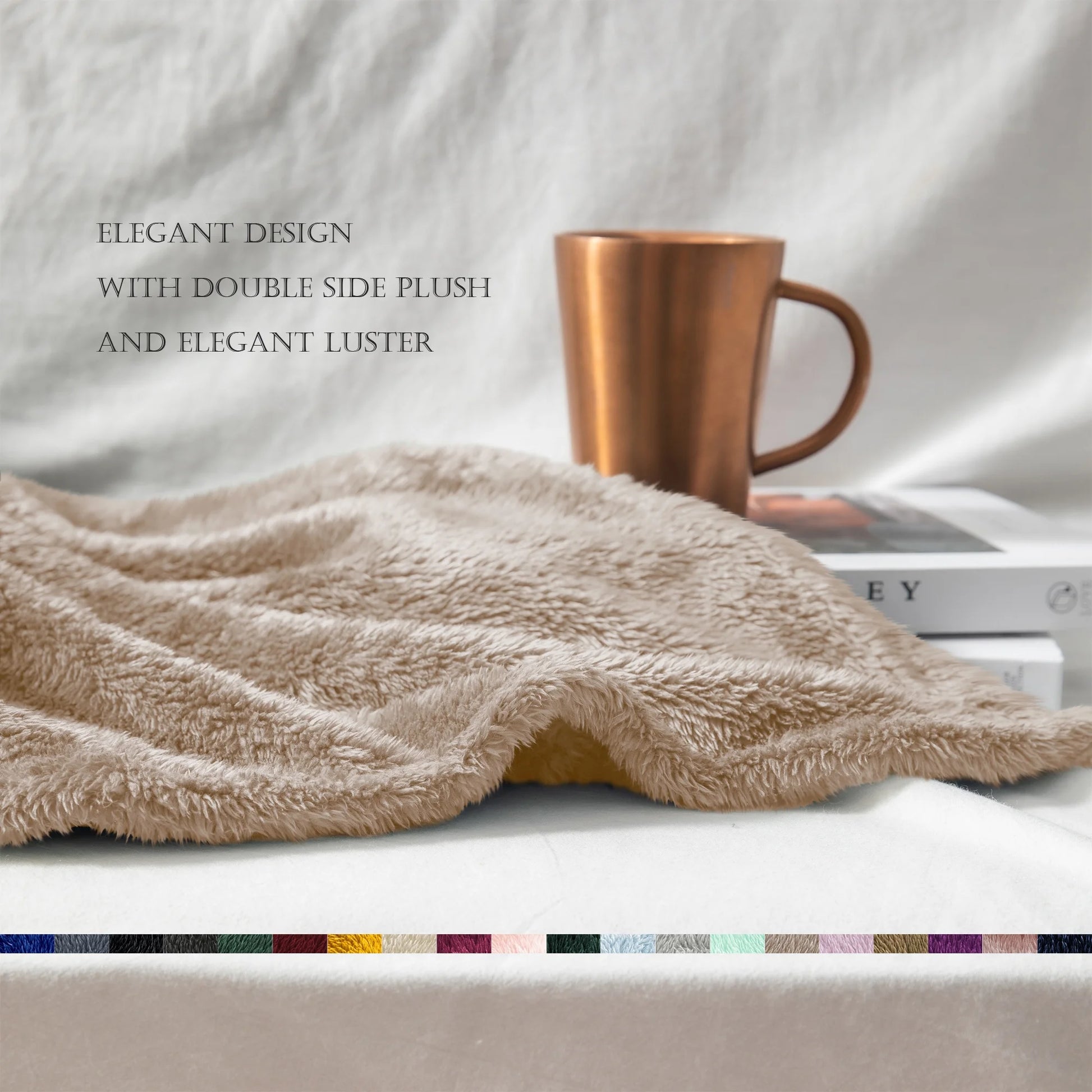 Cuddle Up in Luxury: Extra Soft Camel Plush Fuzzy Fleece Throw Blanket (50" x 70") - Perfect for Cozy Nights and Stylish Decor