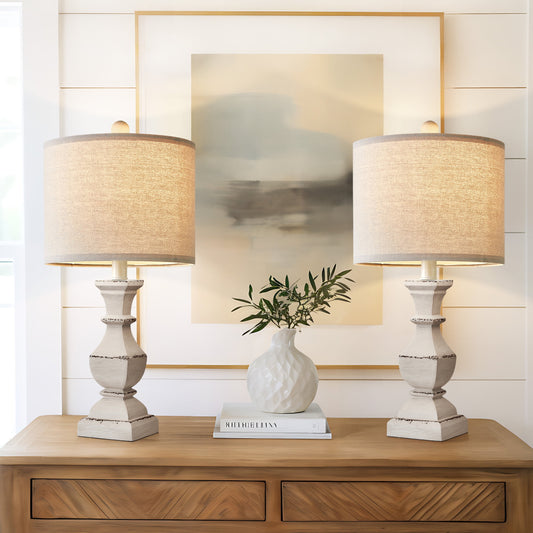 Illuminate Your Space with this Set of 2 Elegant Vintage 20.5" Resin Table Lamps - Perfect for Enhancing Living Room & Bedroom Decor