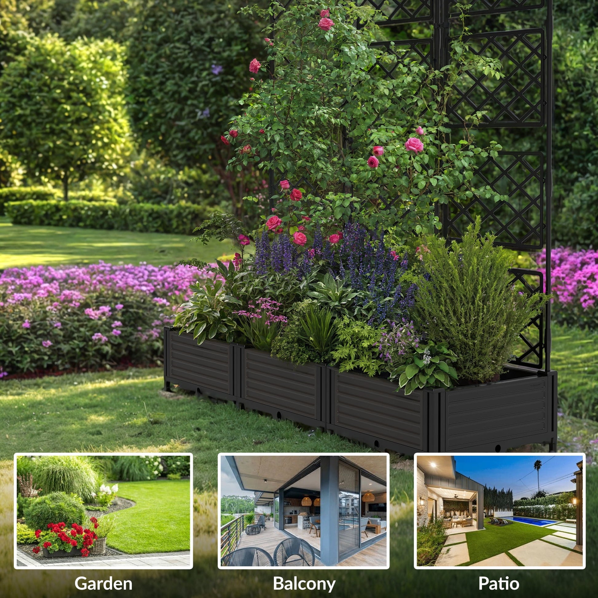 Elevate Your Garden with the WildBreak 3-Piece Planter Box Set and Trellis Screen - Perfect for Vertical Gardening!