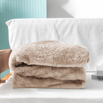 Cuddle Up in Luxury: Extra Soft Camel Plush Fuzzy Fleece Throw Blanket (50" x 70") - Perfect for Cozy Nights and Stylish Decor