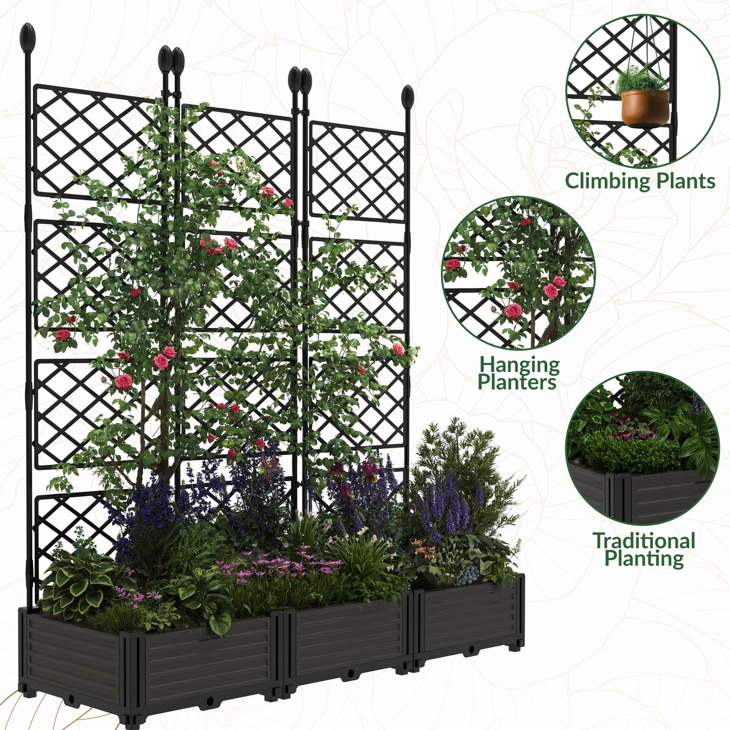 Elevate Your Garden with the WildBreak 3-Piece Planter Box Set and Trellis Screen - Perfect for Vertical Gardening!