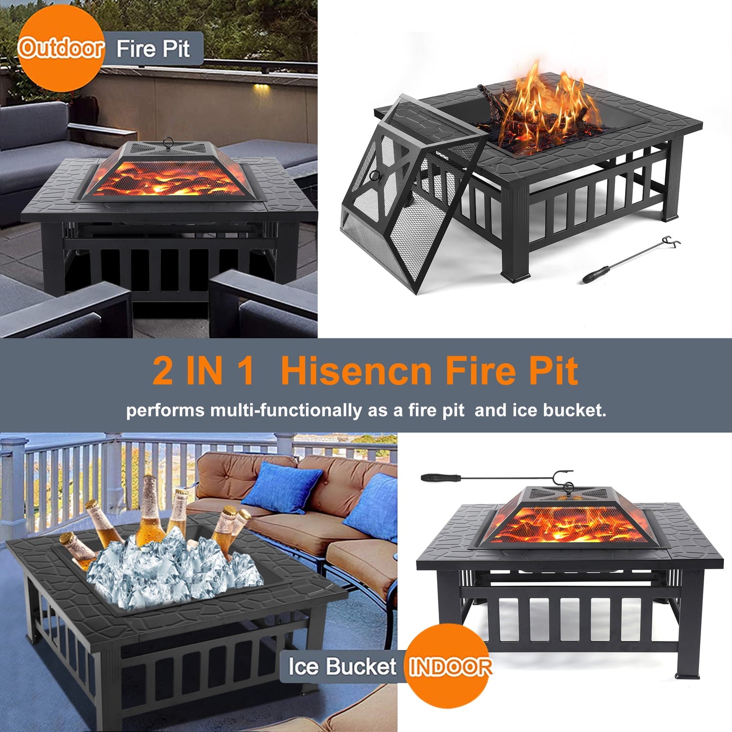 Elevate Your Outdoor Experience with Our Versatile 32'' Square Fire Pit Table - Perfect for Cozy Nights and Summer Soirees!