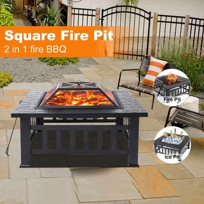Elevate Your Outdoor Experience with Our Versatile 32'' Square Fire Pit Table - Perfect for Cozy Nights and Summer Soirees!
