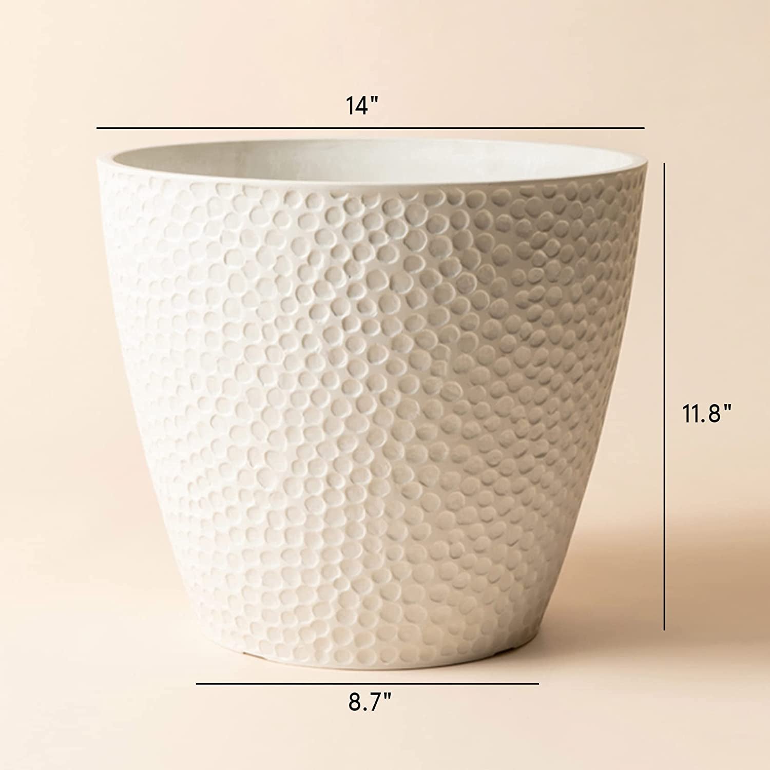 Modern 14" White Honeycomb Planter Pot – Large Decorative Flower Pot for Indoor & Outdoor House Plants