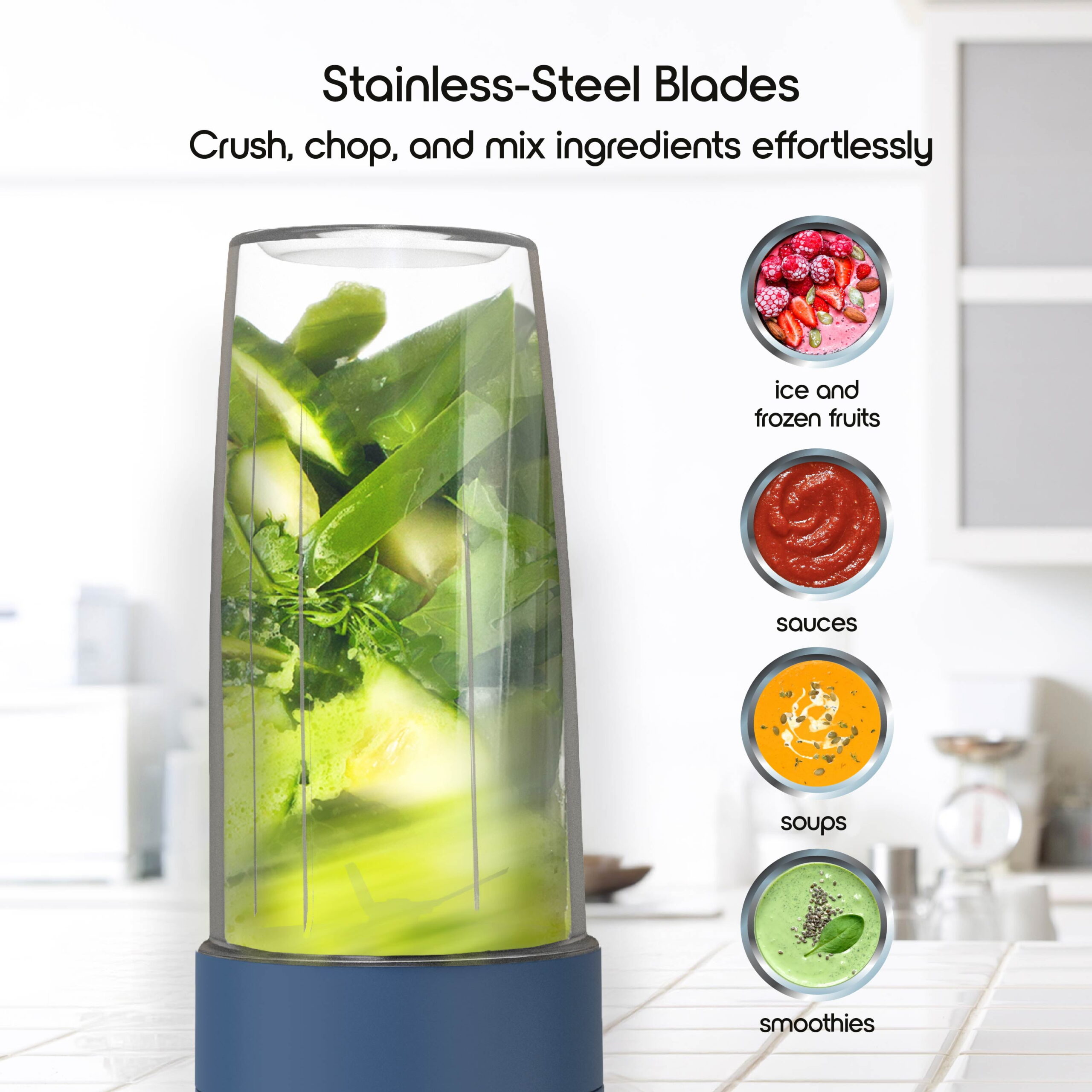 Savour by Tzumi 300W Mini Smoothie Blender – 18oz. Countertop Mini Blender for Smoothies, Sauces, Cocktails and More - Image 5