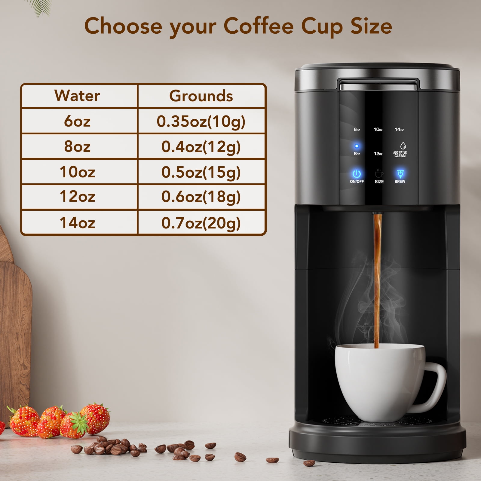 KNDKO Single Serve Coffee Maker for K Cup POD or Ground Coffee, 1200W Coffee Machine with 40oz Water Tank, Self-Clean, Quick-Heating for Home, Office - Image 4